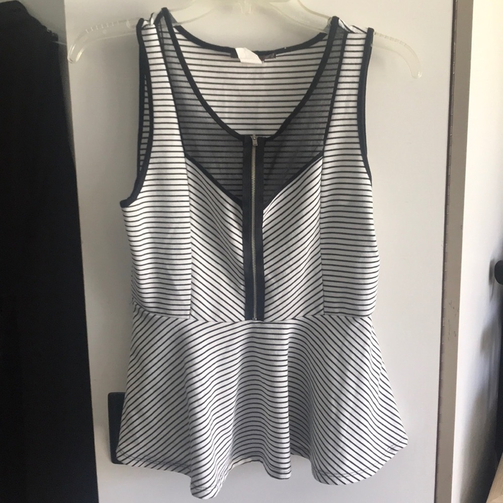 Black and White Peplum Top